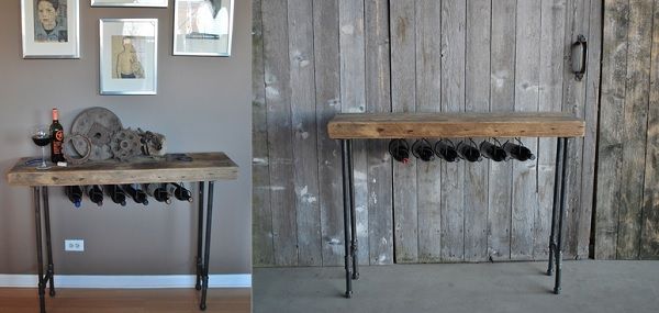 Consola-botellero de estilo rústico
