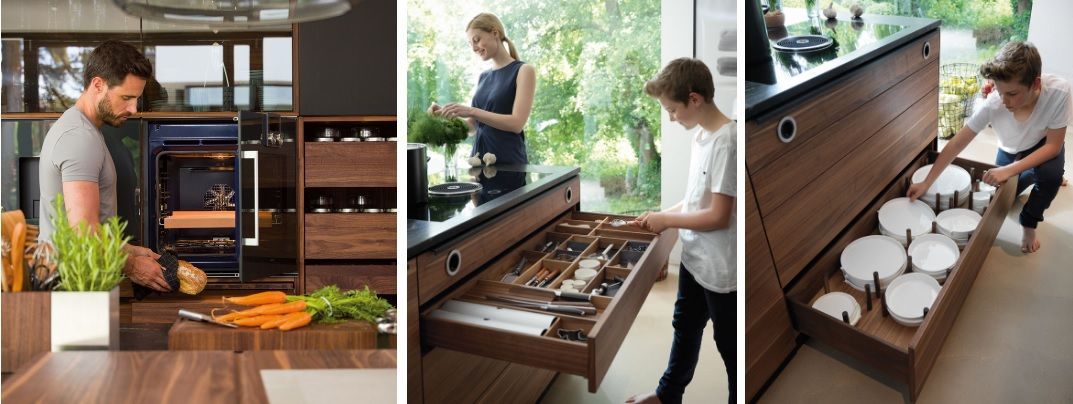 Cocina de diseño en negro y madera