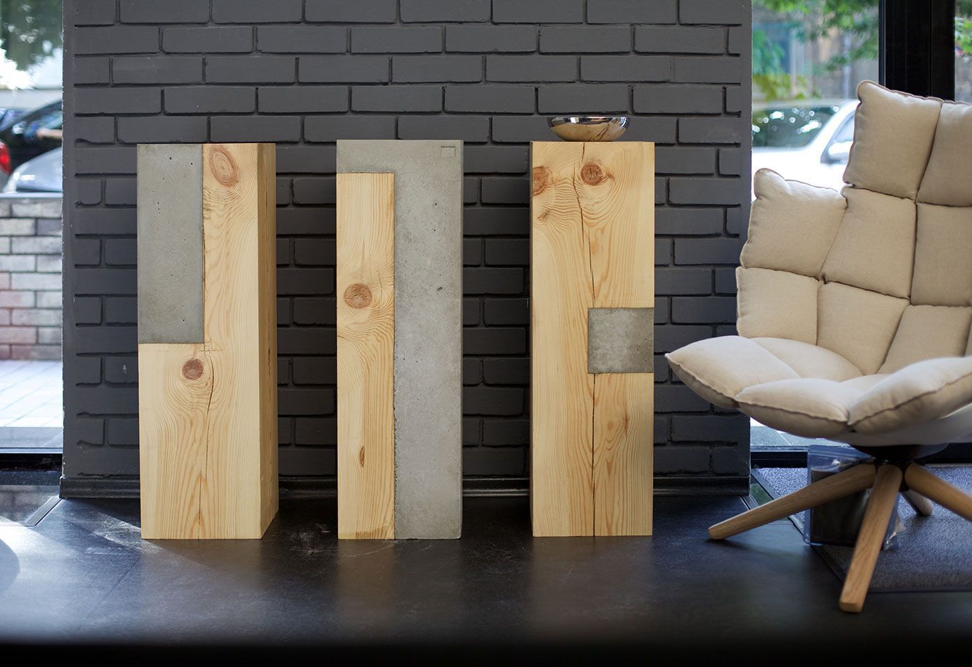 Consola tres piezas para espacios de estilo industrial