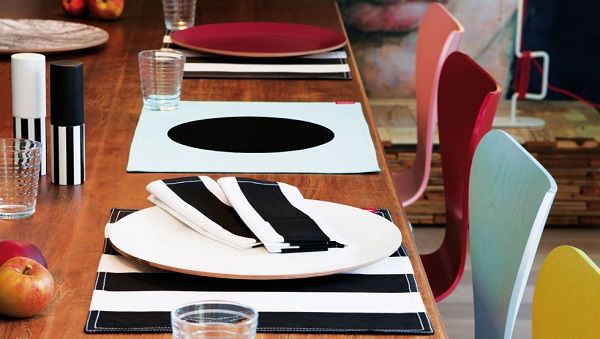 Mesa original rayas negras y blancas Mesa original mantel individual rayas negras y blancas