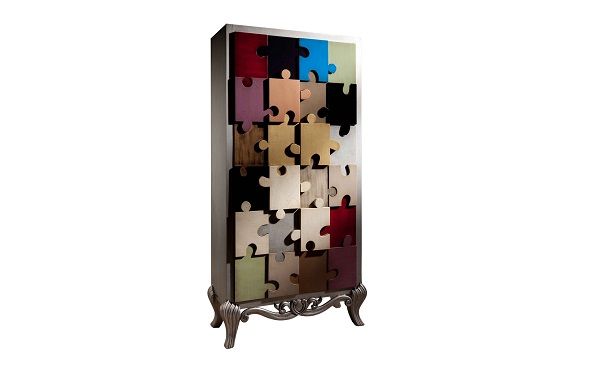 Mueble diseño retro forma de puzzle