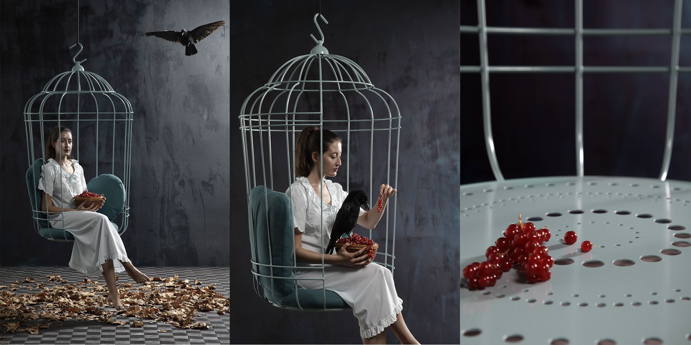 Silla colgante en forma de jaula